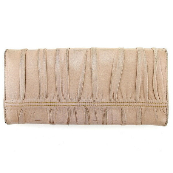 Prada Zipper Wallet Beige Accessory Leather Long - Picture 1 of 6